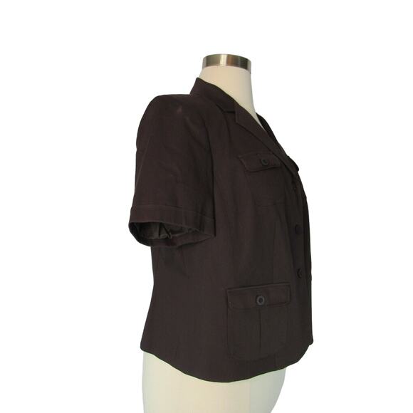 Talbots Petites Career Blazer Blouse Jacket Stretch Brown Short Sleeves 16WP NWT - Picture 6 of 8